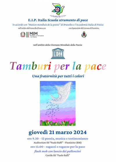 Il 21 marzo "Tamburi per la pace" all'Auditorium Paolo Baffi